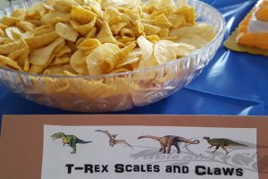T Rex scales and Claws, Easy food for a dinosaur birthday party