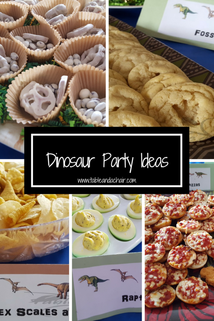 Food ideas for throwing an easy dinosaur birthday party.